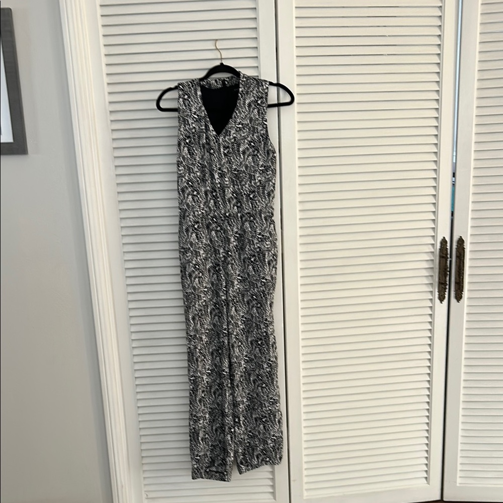 Elegant Black and White Sleeveless Jumpsuit by Talbots